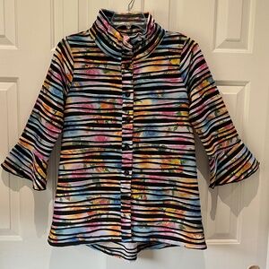 Pretty Women Vintage Striped  Colorful Back Interest Jacket SZ M Blouse/…